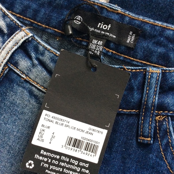 NWT Missguided Riot High Rise Splice Mom Jeans - Picture 8 of 8